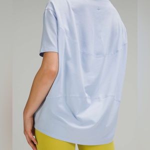 Lululemon Back In Action Short Sleeve, 10, Blue Linen